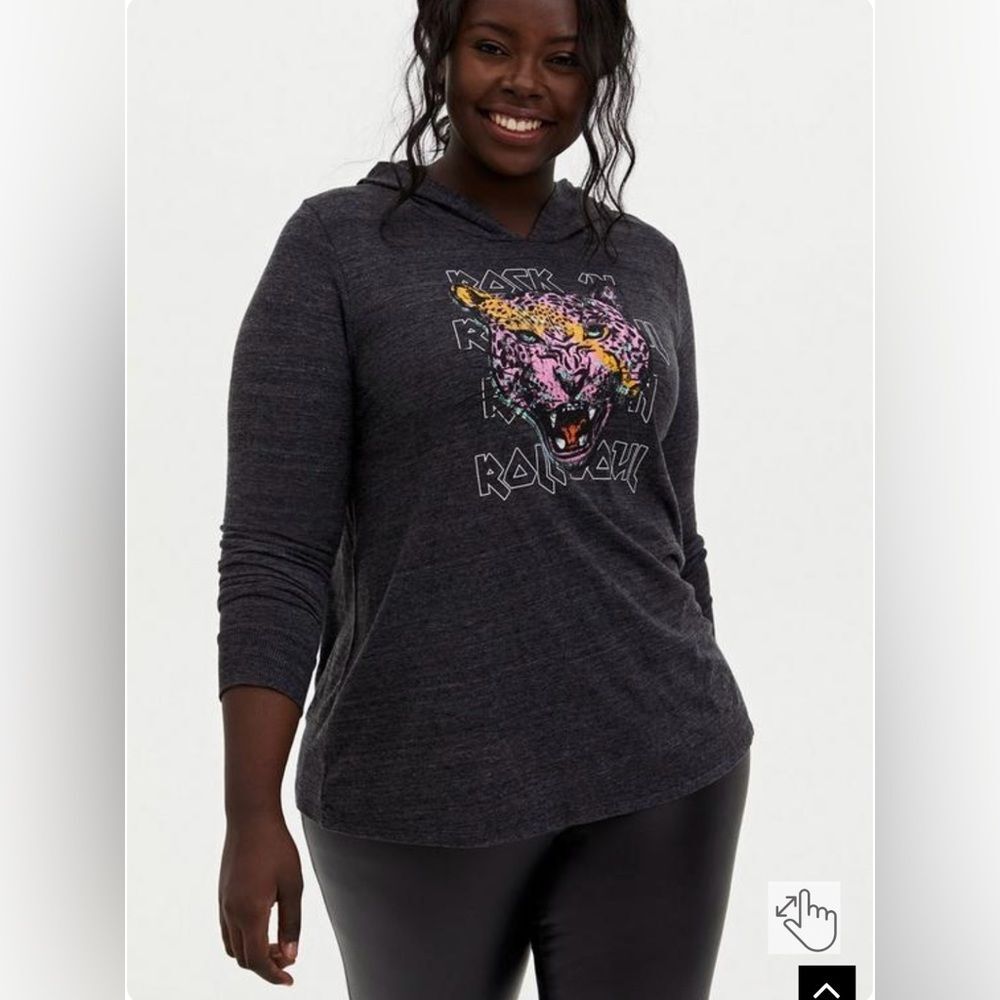 Torrid Cheetah Black Vintage Burnout Hoodie Size 0X (XL) GUC